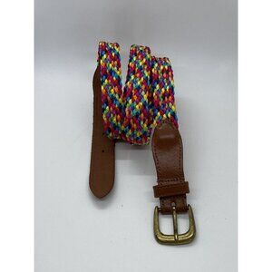 Multicolor Unisex Belt Size 33 Braided Nylon w/ Leather Tabs Pride Colorful